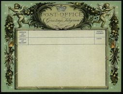 GROSSBRITANNIEN 1936 Schmuckblatt-Telegramm "Greeting Telegram" St. Valentine's Day =  Engel,  2 Obst-Ranken Mit  B O G  - Boogschieten