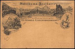 SCHWEIZ 1891 PP 10 C. Ziffer Rot: 600 Jähr.Gründungsfest Der SCHWEIZ. EIDGENOSSENSCHAFT = Tell-Denkmal Mit Armbrust (u.  - Tiro Al Arco