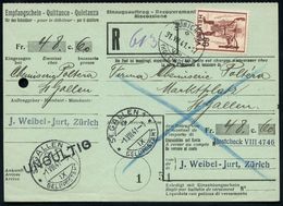 SCHWEIZ 1941 (Juli) 60 C. "Tell Mit   A R M B R U S T"  Von Ferd. Hodler, EF , Sauber Gest. (Zürich) Auf NN-R-Einzugs-Au - Boogschieten