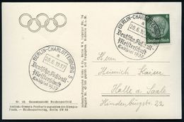 BERLIN-CHARLOTTENBURG 5/ A/ Deutsche Fußball-/ Meisterschaft/ Endspiel.. 1937 (20.6.) Seltener SSt Auf S/w.-Foto-Olympia - Covers & Documents