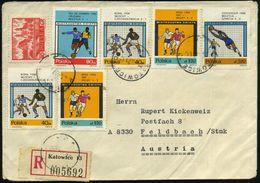 POLEN 1966 Fußball-WM 2x 40 Gr., 90 Gr., 2x 1,50 Zl. U- 3,40 Zl. Etc., 1K + RZ: Katowice 13, Sauber Gest. Ausl.-R-Bf. (M - Sonstige & Ohne Zuordnung