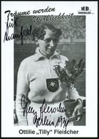 DEUTSCHES REICH 1936 S/w.-Fotokarte: Ottilie "Tilly"  Fleischer + Orig. Autogr. "Tilly Fleischer" = Gold, Speerwerfen, O - Atletiek