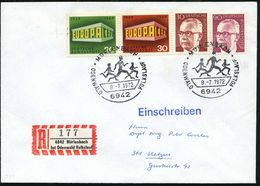 6942 MÖRLENBACH/ ODENWALD VOLKSLAUF 1972 (9.7.) SSt = 3 Läufer 2x + Sonder-RZ: 6942 Mörlenbach/ Int Oden-wald Volkslauf  - Atletismo