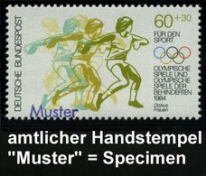 B.R.D. 1984 60 Pf.+ 30 Pf. Olympische Spiele Der Behinderten 1984 = Diskus-Werferin Mit Amtl. Handstempel  "M U S T E R" - Atletismo