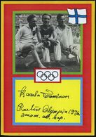 FINNLAND 1936 S/w.-Abbildung: Kaarlo Tuominen + Orig. Autogr. = Silber, 3000m Hindernislauf, Olympiade Berlin, 1936 , Fo - Atletiek