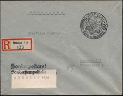 BRESLAU/ G/ Dt.Turn-u.Sportfest 1938 (27.7.) SSt + Viol. 2L: Sonderpostamt/ Sonderstempelstelle + RZ: Breslau 1 A ,klar  - Leichtathletik