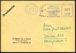 LEIPZIG C1/ II.DEUTSCHES/ TURN-U./ SPORTFEST/ 2.-5.AUG. 195 (Nov.) Blauer AFS = Barren-Turner (u. Völkerschlacht-Denkmal - Leichtathletik