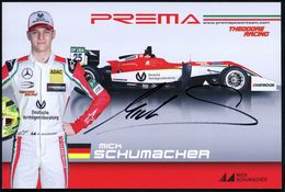 ITALIEN /  BRD 2016 Color-Portrait-Karte: MICK SCHUMACHER; Prema Motor Racing Mit Rennwagen + Orig. Signatur "M Schumach - Auto's