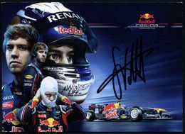 ÖSTERREICH /  BRD 2010 Color-Portrait-Karte Sebastian Vettel U. "Rab Bull"-Formel I-Auto + Orig. Signatur "S Vettel" , R - Auto's