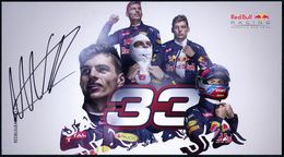 ÖSTERREICH /  BELGIEN 2016 Color-Portrait-Karte "Red Bull" Mit Max Verstappen, Formel I-Fahrer (mehrfach) + Orig. Signat - Cars