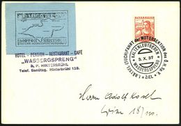 ÖSTERREICH 1937 (3.10.) SSt: KALTENLEUTGEBEN/WASSERGSPRENG/1.RÄTSEL-(SUCH)FAHRT D.MOTORSEKTION D. Ö.H. Sp.V./ ZIEL (= Ös - Auto's