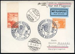 ÖSTERREICH 1936 (18.10.) SSt: WIEN/I.WIENER HÖHENSTRASSEN-RENNEN = Rennmotorrad 2x Klar Auf Inl.-Flugpost-Kt., Vs. AS.,  - Moto
