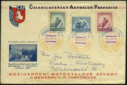 TSCHECHOSLOWAKEI 1937 (30.5.) Dreifarbiger SSt: PADUBICE 1/VI. MEMORIAL J.K. LOBKOWICE = Lobkowitz-Gedächtnis-Rennen (=  - Motorräder