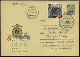 UdSSR 1965 (Mai) 4 Kop. U Staatswappen, Graun: 84. FIM-Kongreß, Moskau = Fédération Internat. De Motocyclistes (Monogr.- - Moto