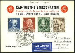 (22c) KÖLN/ RAD-WELTMEISTERSCHAFT 1954 (29.8.) SSt (Dom) 2x Klar Auf Zweifarbiger WM-Sonder-Kt. = Michaelis-Katalog Unbe - Wielrennen