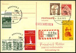 8 MÜNCHEN 2/ A/ RADFAHREN/ OLYMP.SPIELE 1972 (26.8.) SSt = Radsport-Piktogramm 2x + Sonder-RZ: 8 München 2/a A/OLYMPISCH - Wielrennen