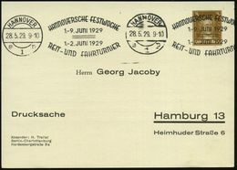 HANNOVER/ S1p/ HANN.FESTWOCHE/ REIT-U.FAHRTURNIER 1929 (3.6.) Seltener BdMWSt Auf PP 3 Pf. Goethe (G. Jacoby, Mi.PP 97/B - Paardensport