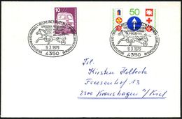 4350 RECKLINGHAUSEN 1/ GROSSER PREIS DER/ RHEIN-RUHR-/ POSTA.. 1979 (9.3.) SSt = Traber-Gespann , Klar Gest. Inl.-Bf. - - Paardensport