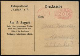 HAMBURG/ *1*/ DEUTSCHES REICH 1923 (22.8.) Infla-PFS 200 Mk. Auf Einladungskarte: Rudergesellschaft "HANSA" E.V. Zur Ver - Andere & Zonder Classificatie