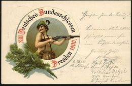 DRESDEN/ XIII.DEUTSCHES BUNDESSCHIESSEN/ DRESDEN 1900 (9.7.) SSt Klar Auf Color-Litho-Sonder-Kt.: XIII. Deut-sches Bunde - Shooting (Weapons)