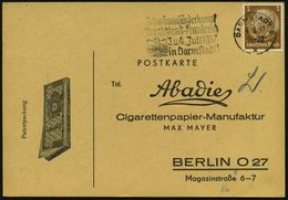 DARMSTADT 2/ K/ Schwimmländerkampf/ Deutschland-Frankreich/ 3.u.4.Juli 1937 (31.5.) MWSt (N.O.K.-Logo) Klar Gest. Firmen - Sonstige & Ohne Zuordnung