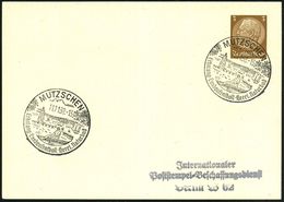MUTZSCHEN/ ..Herrl.Naturbad 1938 (Nov.) HWSt = Freibad Mit Sprungturm (Frau Im Badeanzug Etc.) Klar Gest. Inl.-PP 3 Pf.  - Sonstige & Ohne Zuordnung