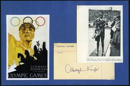 U.S.A. 1936 S/w.-Abb.: Adolf Kiefer Im Olympia-Schwimmstadion + Orig. Autogr. "Adolph Kiefer" = Gold, Schwimmen, 100m Rü - Andere & Zonder Classificatie