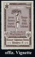 München 1903 Gez. Vignette.: "! GUT NASS !" Männer-Schwimmverein München E.V. (Schwimmer M. Kind, Wappen Etc.) Voller Or - Andere & Zonder Classificatie