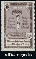 München 1903 Gez. Vignette.: "! GUT NASS !" Männer-Schwimmverein München E.V. (Schwimmer M. Kind, Wappen Etc.) Voller Or - Altri & Non Classificati