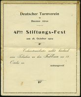 ARGENTINIEN 1902 (18.10.) 4 C. Kartenbf. "Liberty", Rot: Deutscher Turnverein , B. Aires (Capital) Innen-Vordruck: Einla - Autres & Non Classés