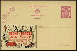 BELGIEN 1946 75 C. Reklame-P Löwe, Lila: PECHE & SPORTS/N.Benoît = Tennis-Spieler , U. Viele Weitere Sport-Motive: - Tennis