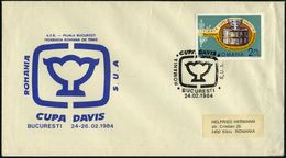 RUMÄNIEN 1984 (24.2.) SSt.: BUCURESTI/CUPA DAVIS/ROMANIA/S.U.A. (Logo) Motivgl. Inl.-SU.: Daviscup Rumänien - USA, EF 2, - Tennis