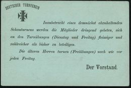 CHILE 1895 (14.4.) Amtl. P. 1 C. Columbus, Grün + Rs. Zudruck: DEUTSCHER TURNVEREIN.. , Deutscher Text Mit Monogramm "FF - Gymnastik