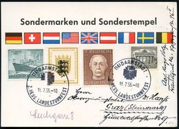 (16) DARMSTADT/ 2.HESS.LANDESTURNFEST 1955 (16.7.) SSt (Monogr. "FFFF") 2x Klar Auf Ausl.-Sonder-Kt. Mit Entspr. Text (B - Gimnasia