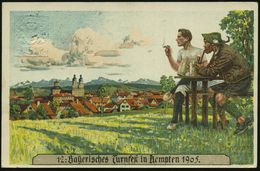 KEMPTEN (ALLGÄU)/ XII.Bayer.Turnfest/ R 1905 (23.7.) Seltener SSt Auf PP 5 Pf. Wappen, Grün: 12. Bayerisches Turnfest In - Gimnasia