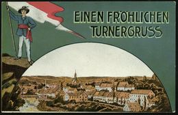 Rosswein 1911 (26.6.) Color-Ak.: EINEN FRÖHLICHEN TURNERGRUSS, Mulden-Zschopautaler "Gauturner" Juni 1911 (Frankatur-Män - Gymnastique