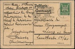 STETTIN/ *1d/ 14.POMMERSCHES/ KREISTURNFEST/ V.27-30.JUNI 1924 (18.6.) MWSt (Lorbeer, Jahn-Monogr. "FFFF") + Rs. Abs.-4L - Gymnastiek