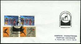GRIECHENLAND 1990 (5.5.) SSt.: PIRÄUS/TURN- U: GYMNASTIK-EUROPAMEISTERSCHAFTEN (Piktorgr. Bodenturnen, Wappen) 2x Auf Sp - Gymnastique