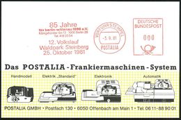 1000 Berlin 26 1981 (3.9.) AFS: VORFÜHRSTEMPEL/POSTALIA/85 Jahre/tsv Berlin-wittenau 1896 E.V./..12.Volkslauf/Waldpark S - Altri & Non Classificati