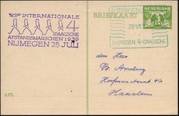 NIEDERLANDE 1939 (28.7.) Viol. HdN: INTERNAT./DAAGSCHE/AFSTANDSMARSCHEN 1939/NIJMEGEN (5 Marschierer) + Grüner Ra.-SSt:  - Other & Unclassified