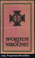 DEUTSCHES REICH 1916 (13.8.) Programm-Heft "SPORTFEST AM NAROCZSEE" (Belarus) Mit Titel-Graphik Eisernes Kreuz + Monogra - Sonstige & Ohne Zuordnung