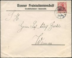 BONN/ *1p 1910 (19.12.) 1K-Gitter Auf Vordr.-Bf.: Bonner Freistudentenschaft ..Universität An Prof. Adolf Bartels, Weima - Ohne Zuordnung