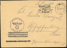 KASSEL 7/ Sb/ Benutzt/ Die/ Luftpost! 1942 (2.3.) MWSt Auf Zweckentfremdeten Dienst-Bf.: NSD. STUDENTENBUND.. WÜRT-TEMBE - Ohne Zuordnung