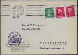 MÜNCHEN/ *13* 1929 (11.3.) BdMaSt + Viol.HdN: LABOR F.TECHN. PHYSIK..TECHN.HOCHSCHULE (bayer. Wappen) Dienst-Ausl.-Bf. ( - Ohne Zuordnung