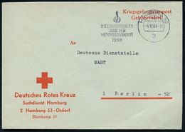 2 HAMBURG 50/ INT./ JAHR DER/ MENSCHENRECHTE 1968 (6.12.) MWSt Auf Portofreiem DRK-Suchdienst-Bf. "Kgf.-Post/ Gebührenfr - ONU