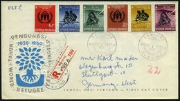 INDONESIEN 1960 (7.4.) Weltflüchtlingsjahr, Kompl.Satz + ET-SSt +.provis. Sonder-RZ: Bandung, Übersee-R-FDC-SU.!  (Mi.26 - VN