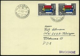 SCHWEIZ 1957 (8.5.) SSt.: GENEVE/10e Assemblée Mondiale De La Santé (10. Vollversammlung) 2x Klar Auf Ausl.-Kt.  (Pen.S  - WGO