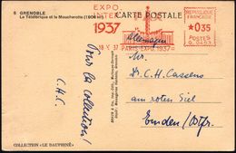 FRANKREICH 1937 (18.10.) Seltener AFS: PARIS-EXPO.1937/ PAX/ EXPO./ INTER. (Friedenssäule, Flaggen) Ausl.-Ak. (Eckbugspu - Otros & Sin Clasificación