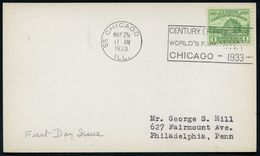 U.S.A. 1933 (25.5.) 1 C. "Chicago World's Fair", EF = Fort Dearborn (Blockhaus = 100 Jahre Chicago) + Passender MWSt.: 5 - Altri & Non Classificati