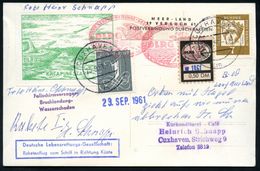 CUXHAVEN 1/ M 1961 (23.9.) 2K-Steg + DLRG-Spendenmarke 50 Pf. + Label: MEER-LAND/..POSTVERBINDUNG DURCH RAKETEN + DLRG-R - Andere & Zonder Classificatie